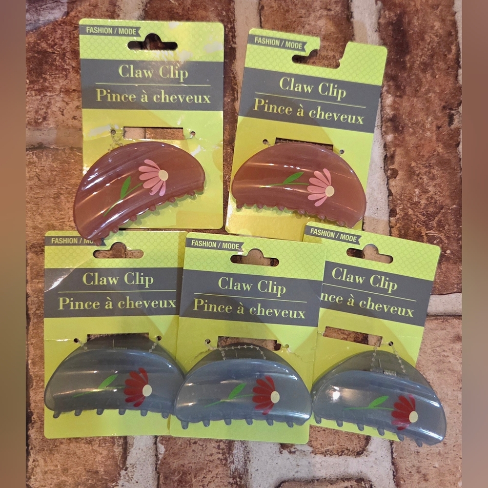 Muilti-Colored Flower Claw Clips Bundle - Pack of  6